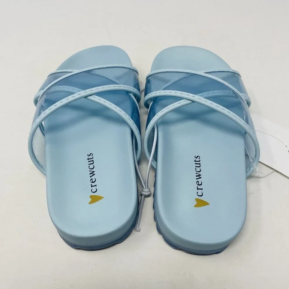 J Crew Crewcuts Little Girl K8 Slip On Pool Clear‎ Jelly Sandals in Blue $45 213